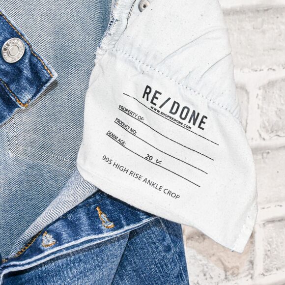 RE/DONE Women's 90s High Rise Ankle Crop Denim Jeans Distressed size 31 - Picture 6 of 13